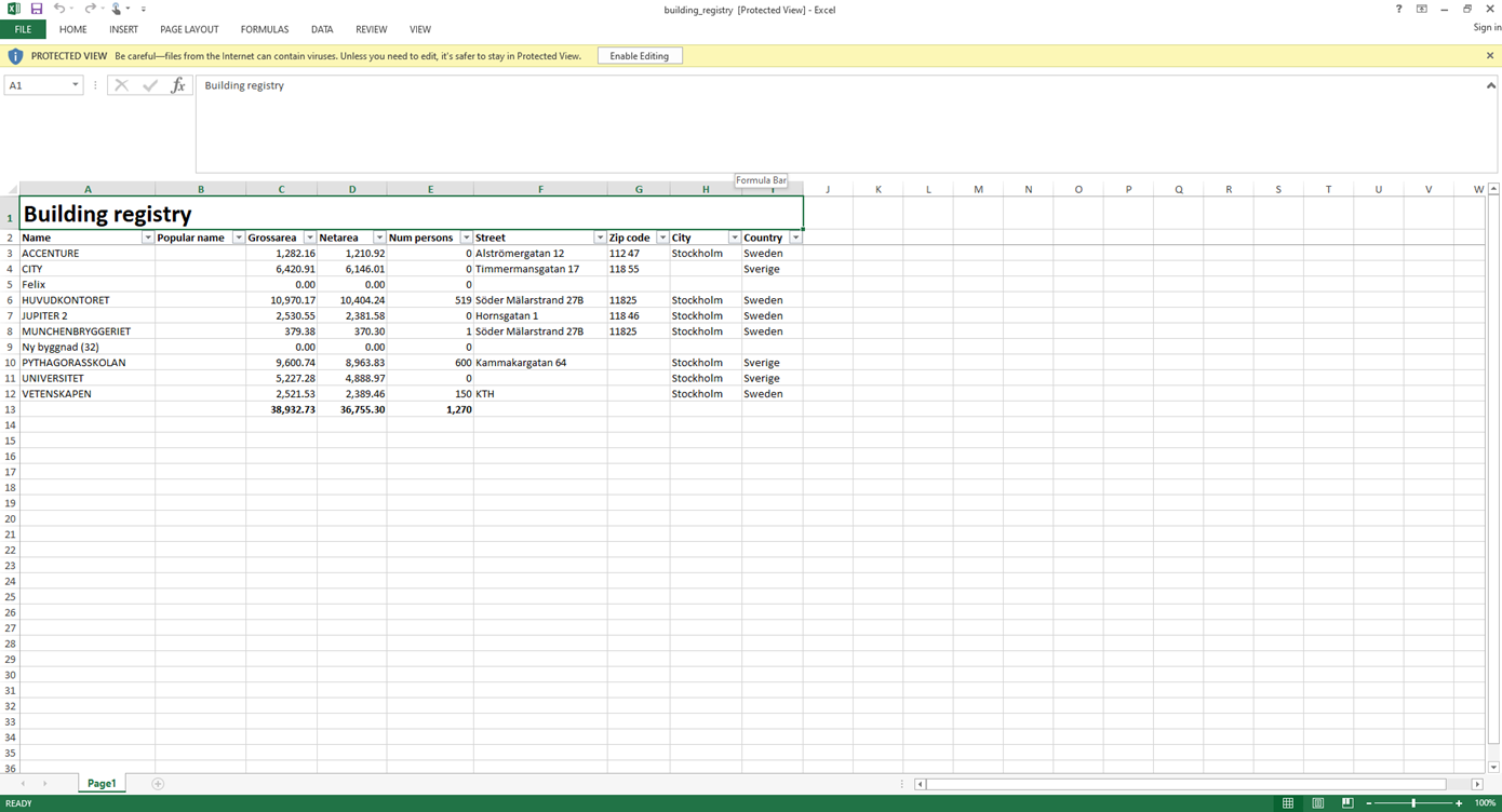 6.5.1. Create a report with building information